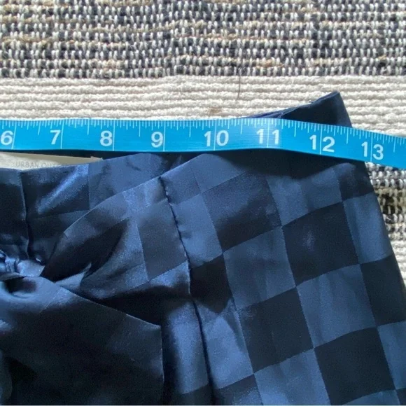 Urban Outfitters Blue Checkered Satin High Waisted Wide Leg Pants 0 - Picture 11 of 16